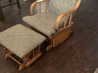 Wooden Glider Rocking Chair with Matching Ottoman