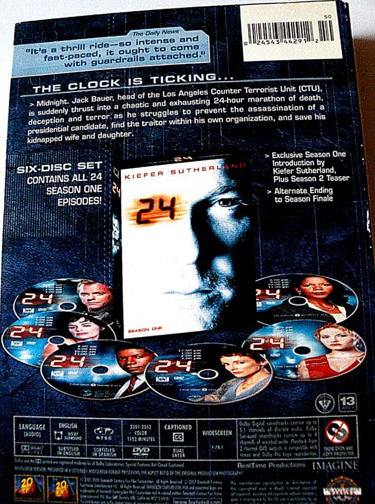 24: Season 1 (DVD, 2002) Keifer Sutherland 1st season. 24 episodes 6 Discs