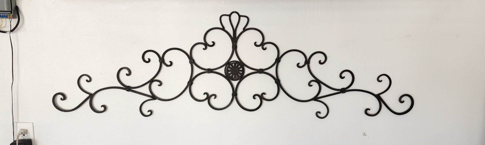 Decorative Black Wrought Iron Wall Decor Scroll Art - 46" Wide