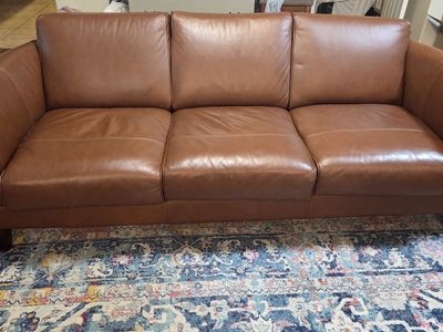Large Simulated Leather Sofa - Brown