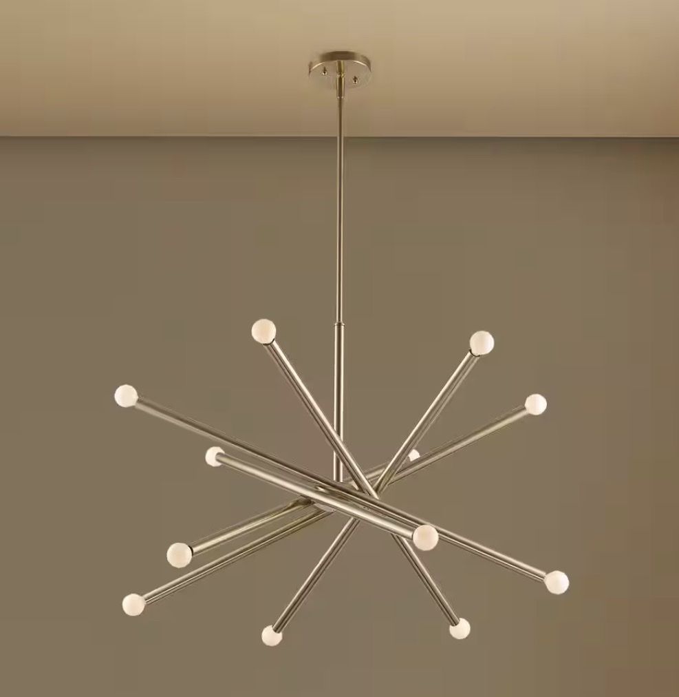 Modern Sputnik Chandelier Brushed Nickel Adjustable Hanging Light Fixture