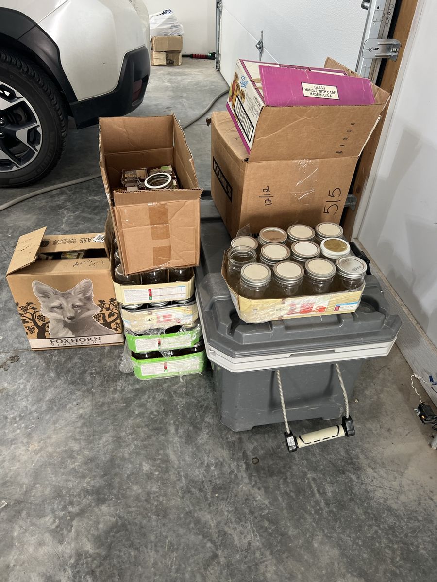 Large Lot of Glass Mason Jars and Canning Supplies