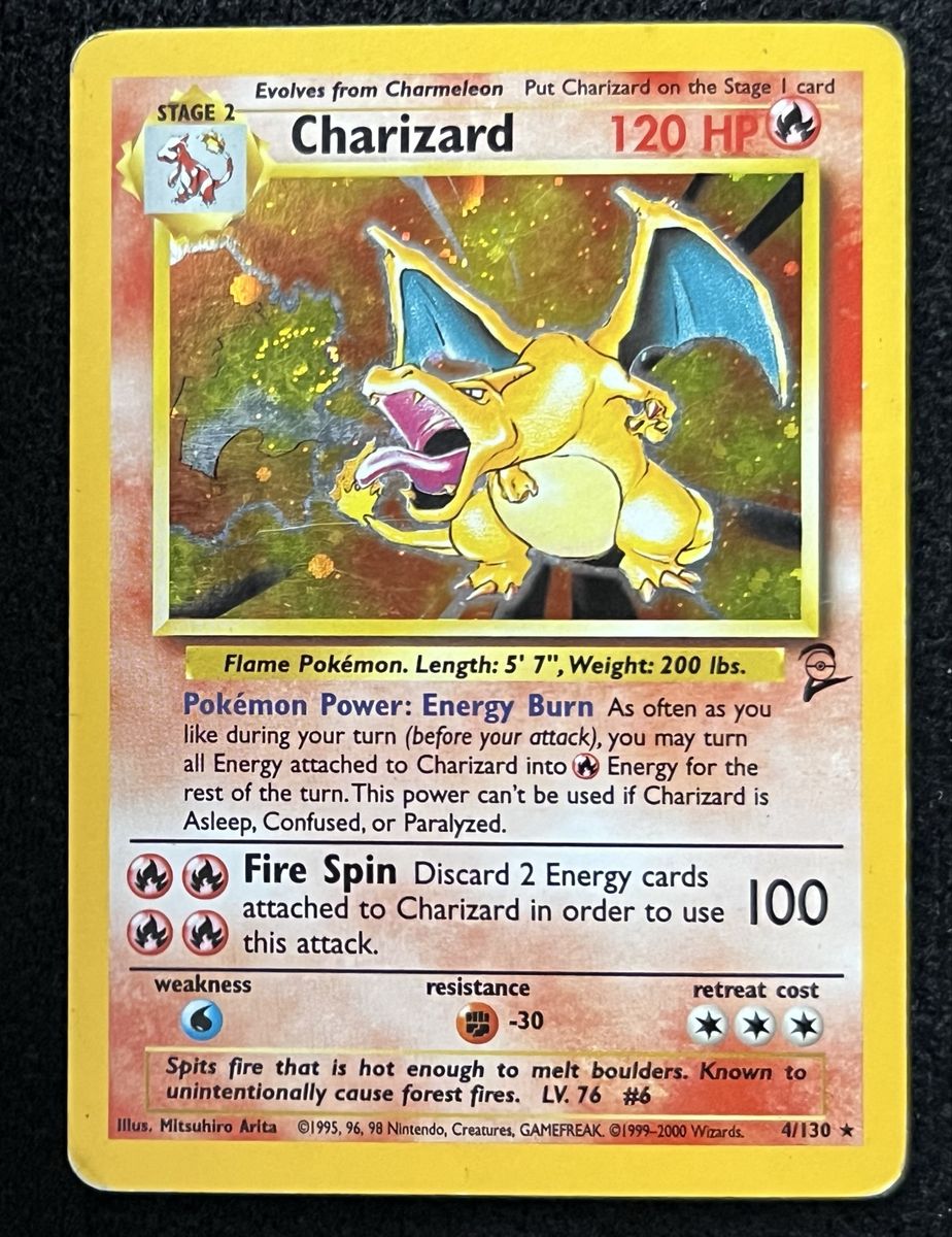 (SWIRL, NM-LP) Charizard 4/130 Holo - Pokemon Base Set 2