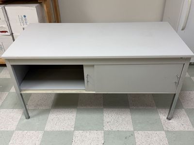 Commercial-Grade Metal Workbench with Sliding Storage