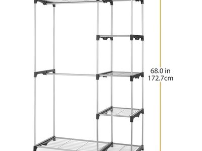 Whitmor Modern Industrial Freestanding Closet Organizer - Silver, 68" H x 45.2" W