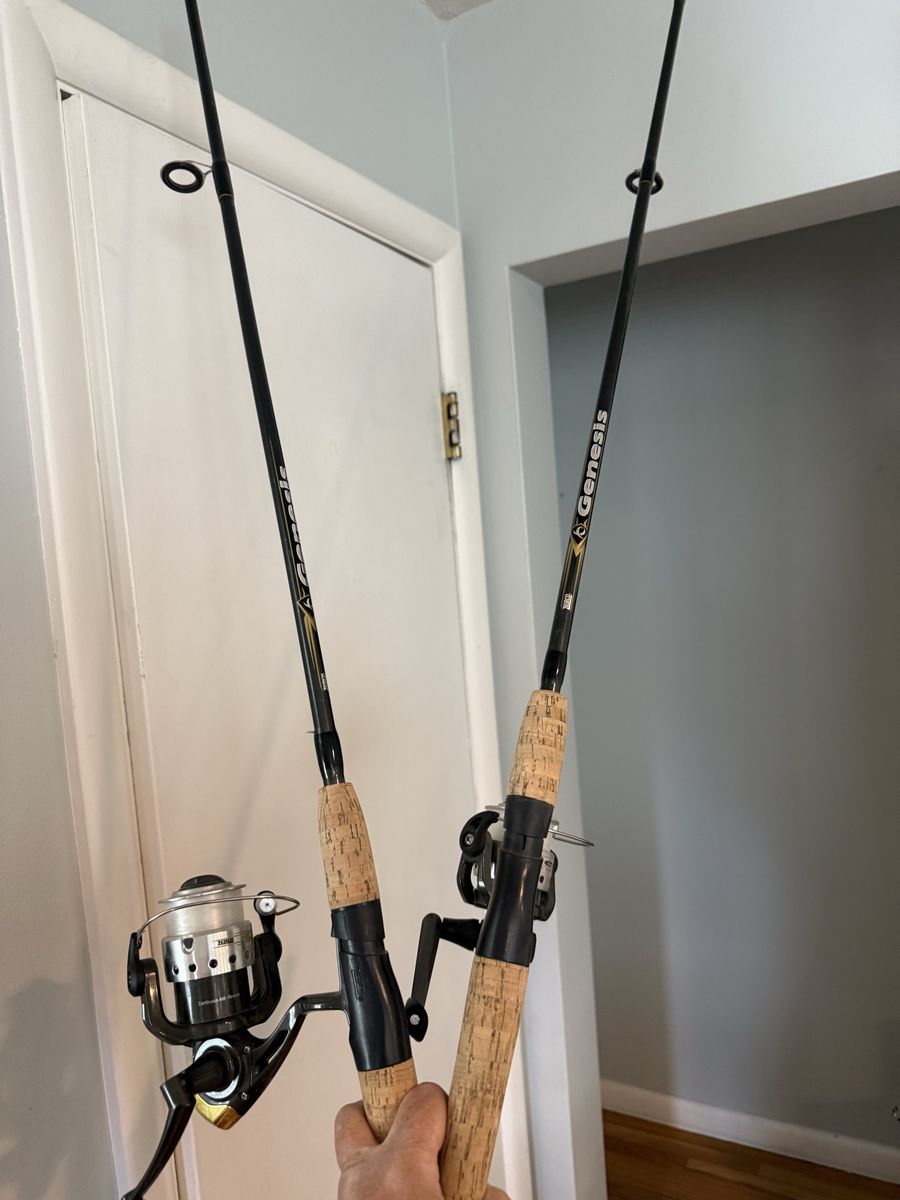 2 Genesis Fishing Rod & Reel Combo and gear—never been used