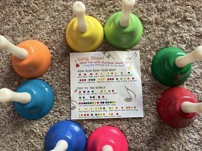 8-Note Rainbow Handbell Set for Kids - Complete wi