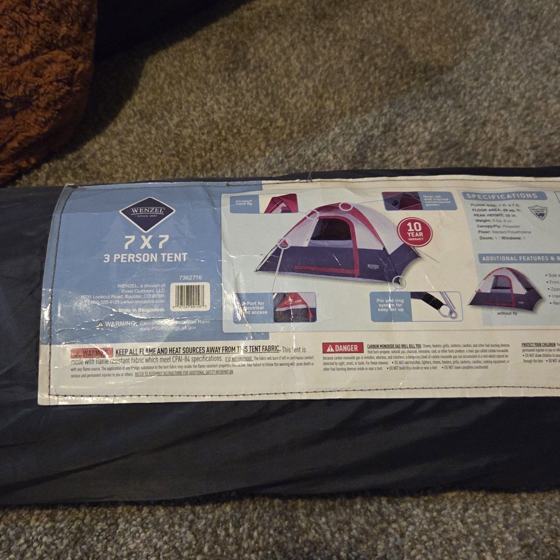 wenzel 7x7 3 person tent