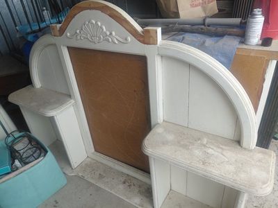 White Dresser. Mirror needs to be replaced it has Ornate Hardware - 8 Drawers..needs to be picked up at storage shed in roy.
