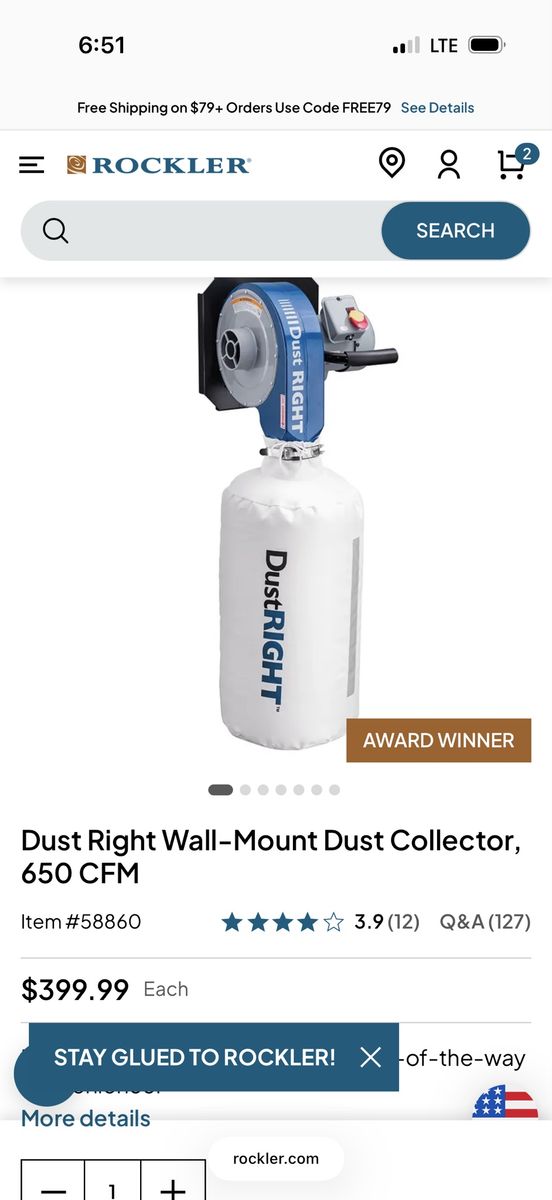 Dust Right Wall Mount Dust Collector