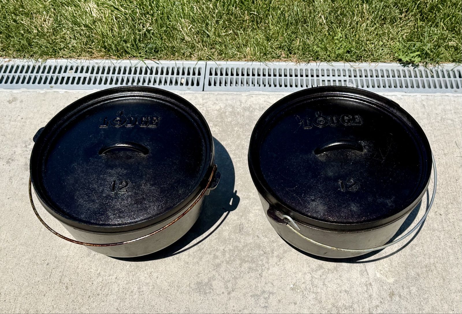Set of 2 Lodge 12 Cast Iron Camp Dutch Ovens - 8 Quart Capacity with Lids