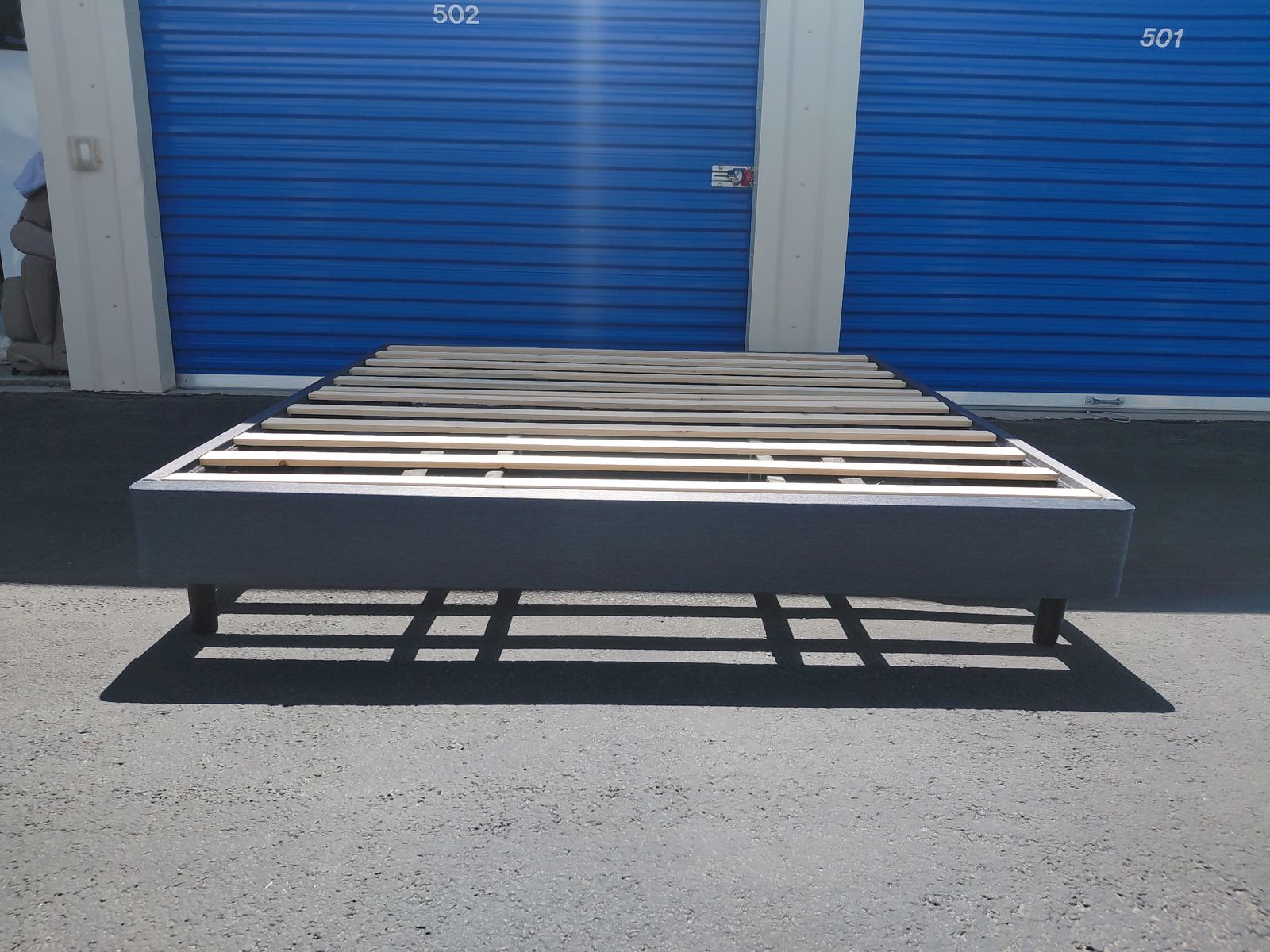 Modern King Platform Bed with Wood Slats