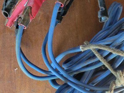 Heavy-Duty Blue Jumper Cables with Red & Black Clamps