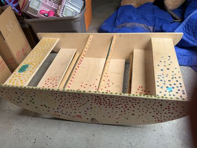 Montessori Wooden Climbing Rocker and stairs