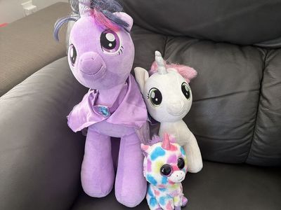 My Little Pony and Unicorn Plush Stuffed Animal Lot - Set of 3