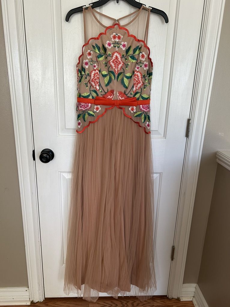 floral embroidered gown