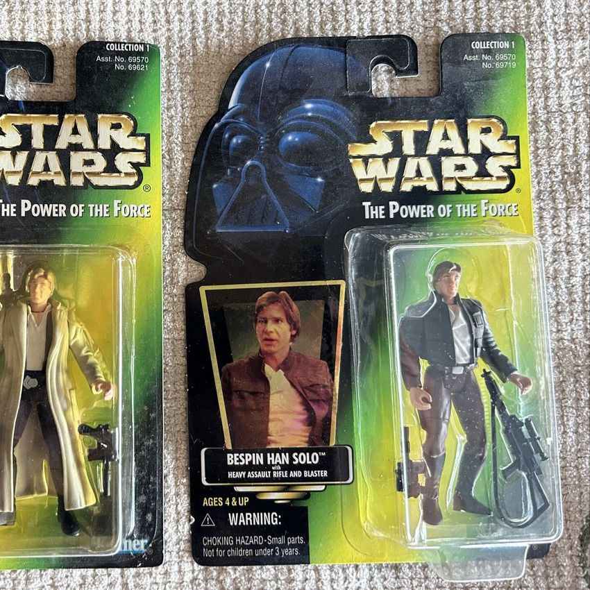 90’s Star Wars The Power of the Force Han Solo Bespin Heavy Assault Rifle and Blaster Pistol Action Figure Vintage Green Card