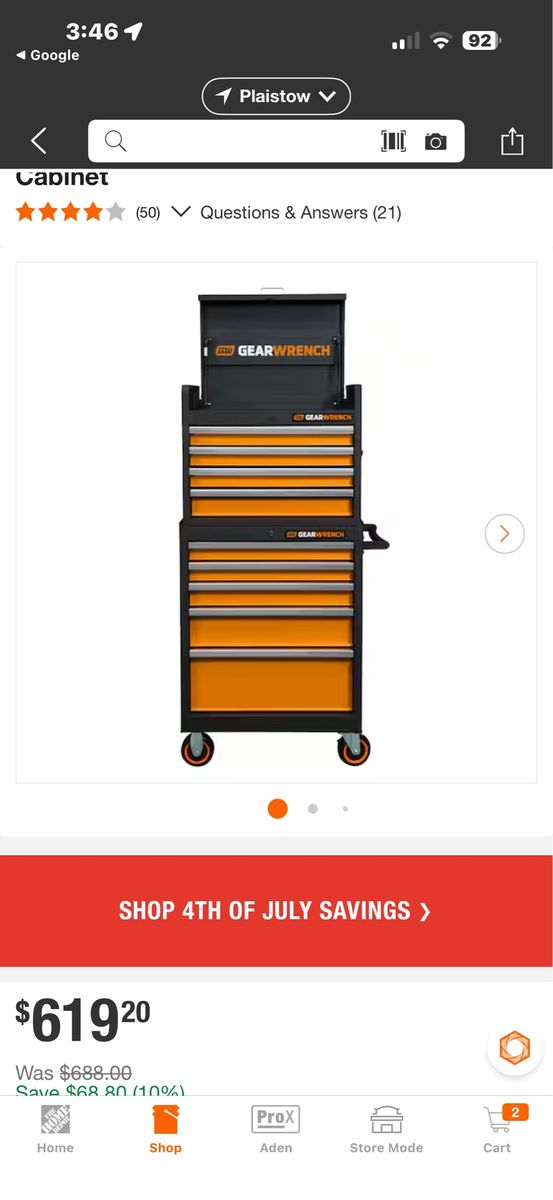 BRAND NEW. GearWrench 41-inch 11-Drawer Steel Rolling Tool Cabinet & Chest Combo - Orange/Black