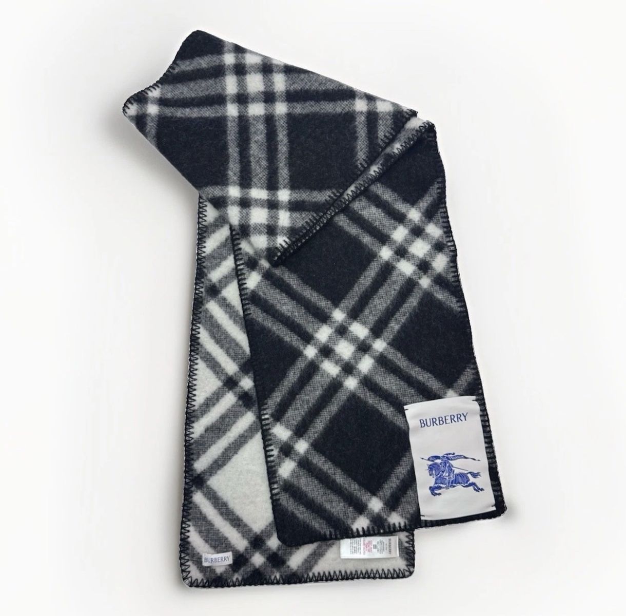 Authentic Burberry Check Wool Scarf - Black - Current Style - Retail $645 EUC