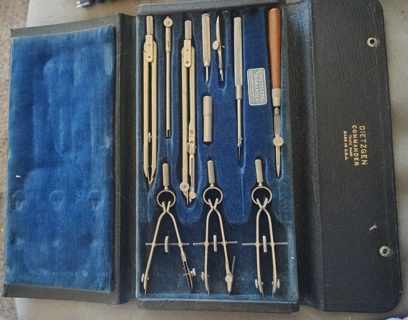Vintage DIETZGEN COMMANDER Drafting Set - Complete Precision Drawing Instruments in Case