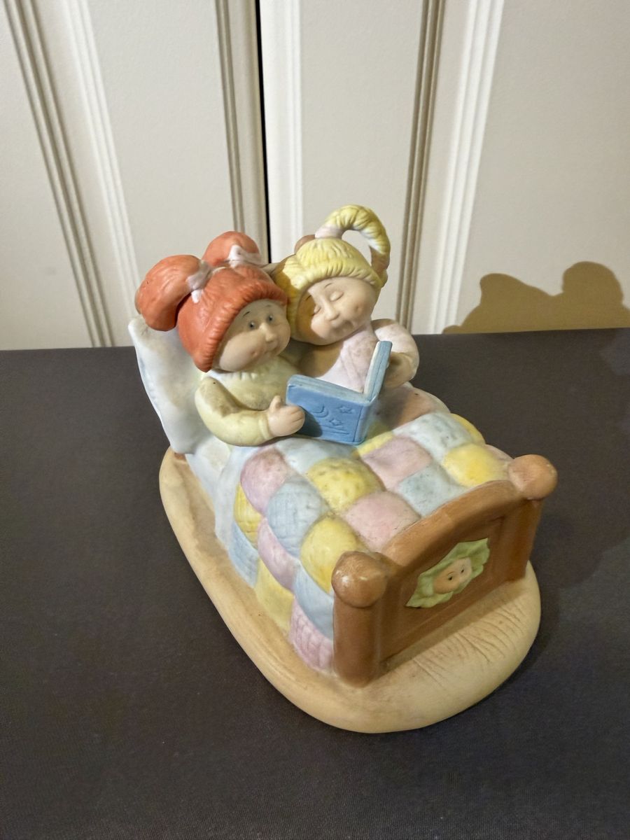 Vintage 1984 Cabbage Patch Kids Porcelain Figurine Reading in Bed Xavier Roberts