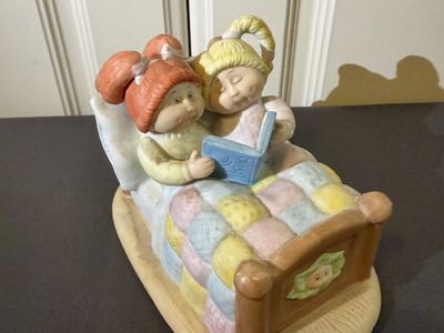 Vintage 1984 Cabbage Patch Kids Porcelain Figurine Reading in Bed Xavier Roberts