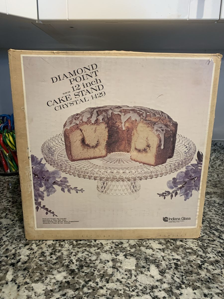 Indiana Glass Diamond Point Crystal 12 Inch Cake Stand Model 1429