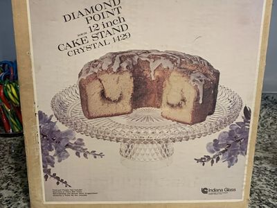 Indiana Glass Diamond Point Crystal 12 Inch Cake Stand Model 1429