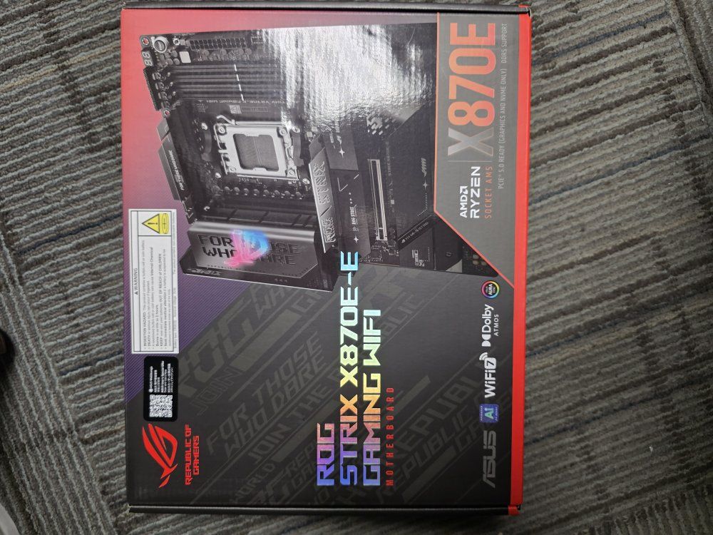ASUS ROG STRIX X870E-E MotherBoard.

New, never op