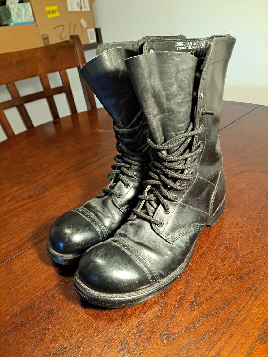Corcoran Inc. Black Leather Military Combat Boots Men's 10D, Made in USA