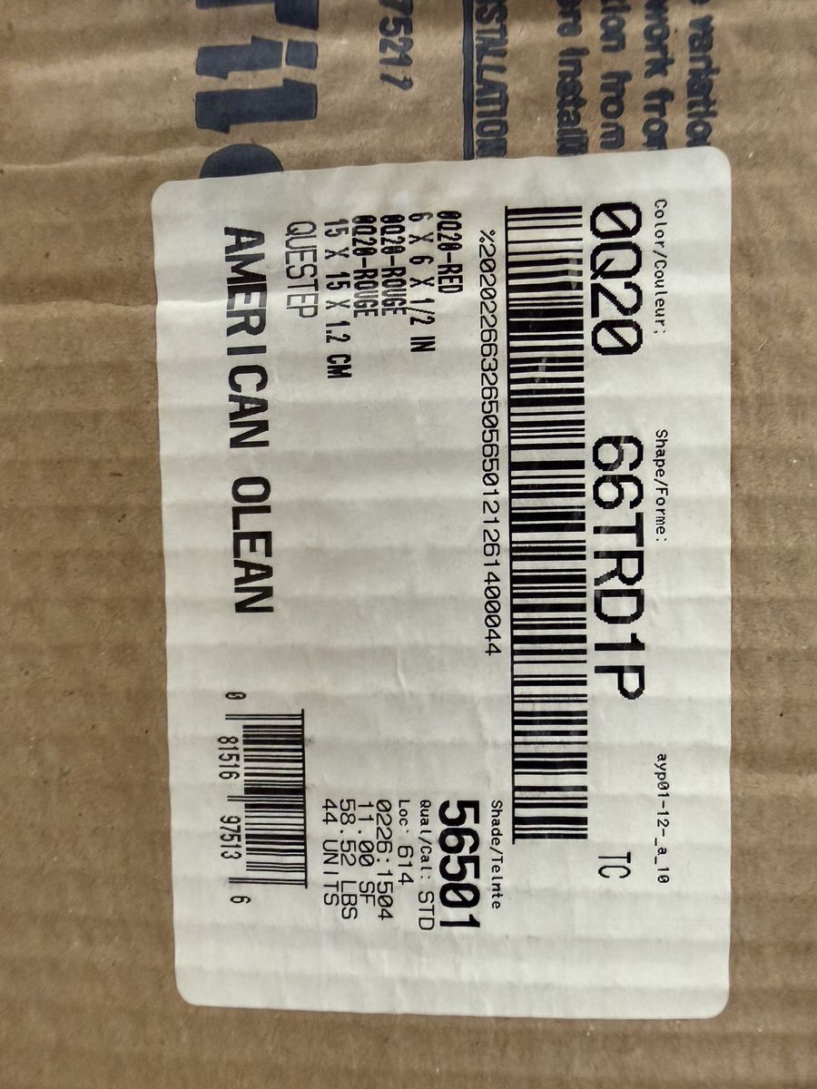 American Olean Questep 6x6" Red RIDGE Ceramic Tile Flooring