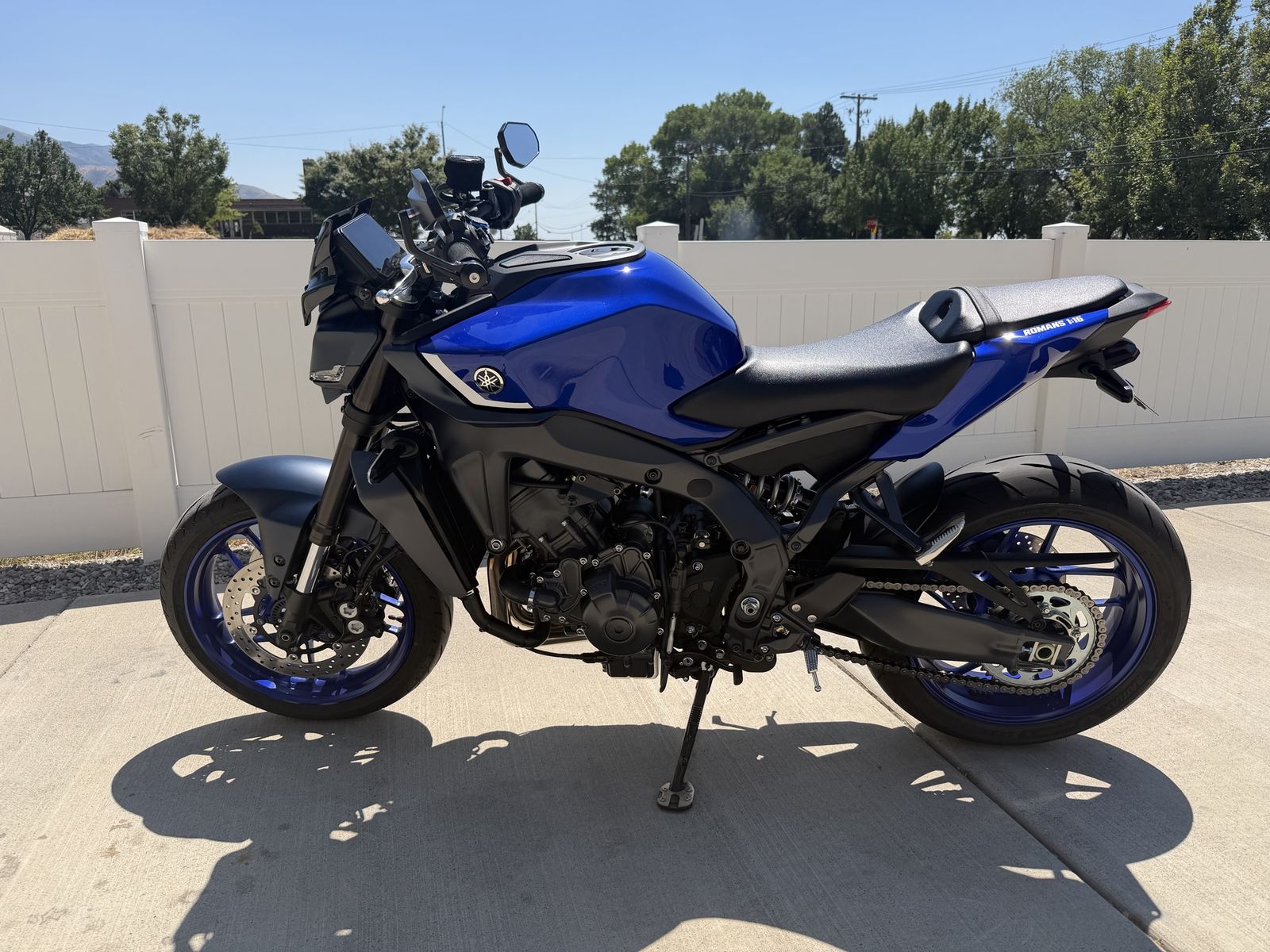 2024 Yamaha MT-09 Motorcycle - Blue - Toce Exhaust, Wind Deflector & Tail Tidy