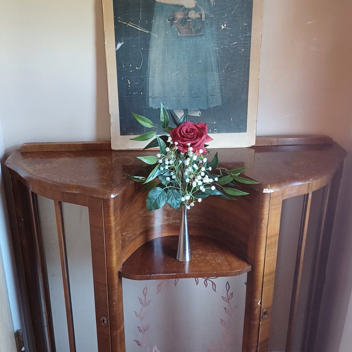 VINTAGE / ANTIQUE ETCHED GLASS HUTCH!