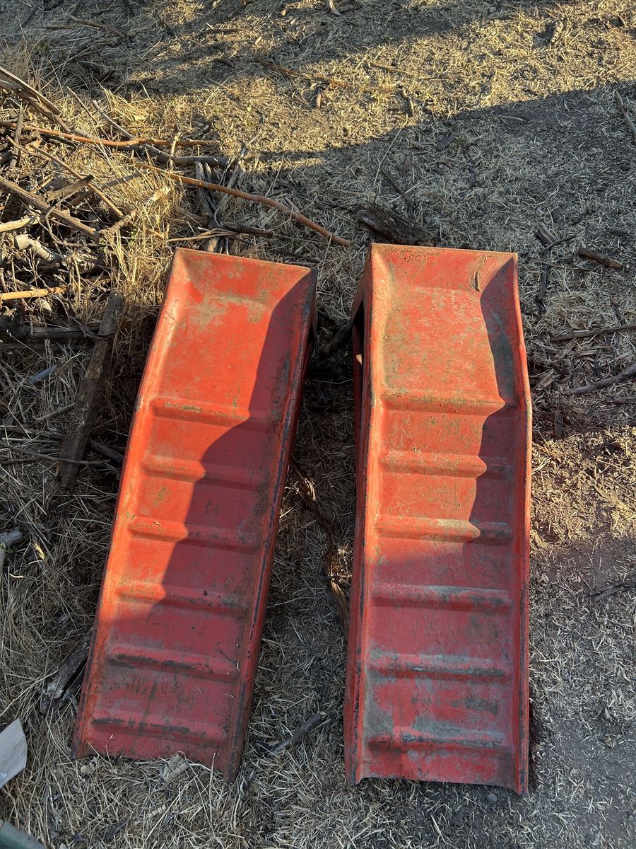Pair of Heavy Duty Red Steel Metal Car Service Ramps