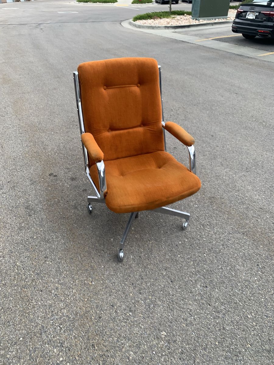 vintage mid-century modern Steelcase orange upholstered office