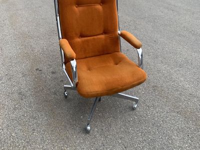 vintage mid-century modern Steelcase orange upholstered office