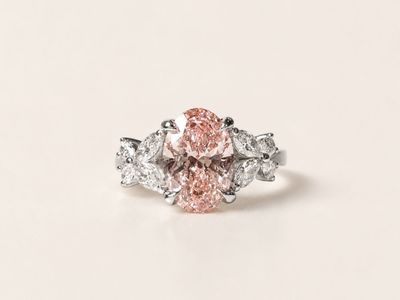 Pink Oval Cut Lab Grown Diamond Ring