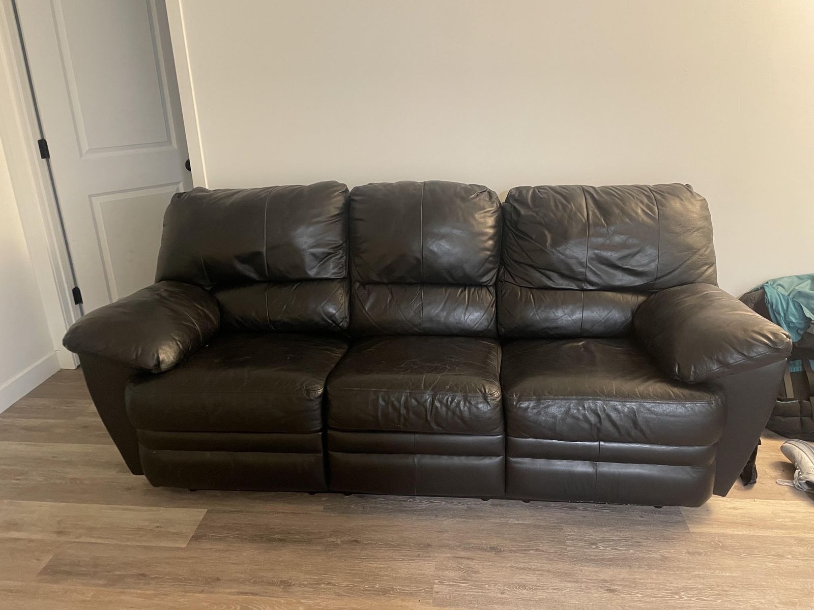 Black Leather Couch with Recliners
