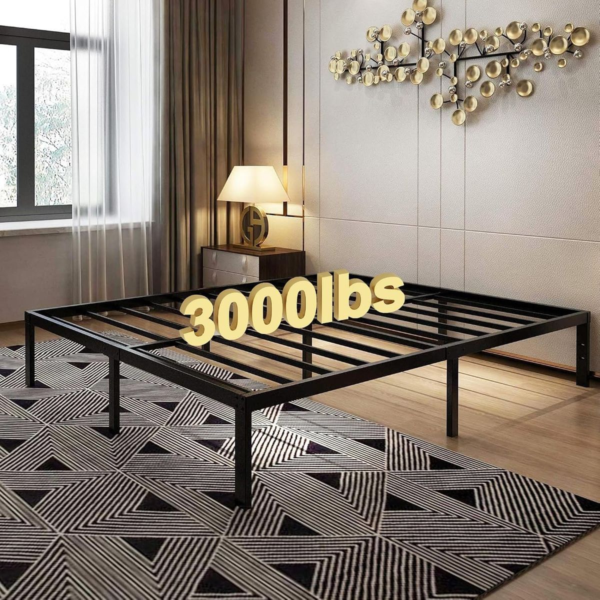 Platform Bed Frame 14" height Heavy Duty Steel California King Cal Cali Black