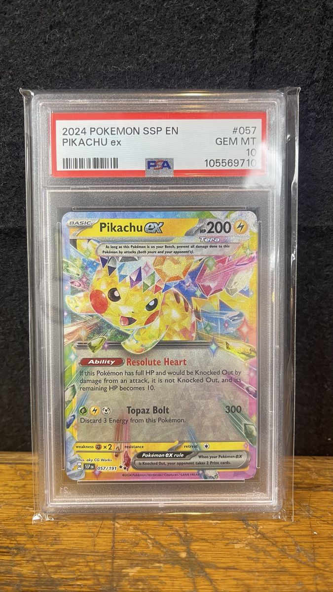 Pikachu Ex #57 Pokemon Surging Sparks, PSA 10