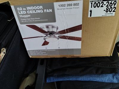 52 in. Indoor LED Ceiling Fan Hugger Brushed Nickel Finish