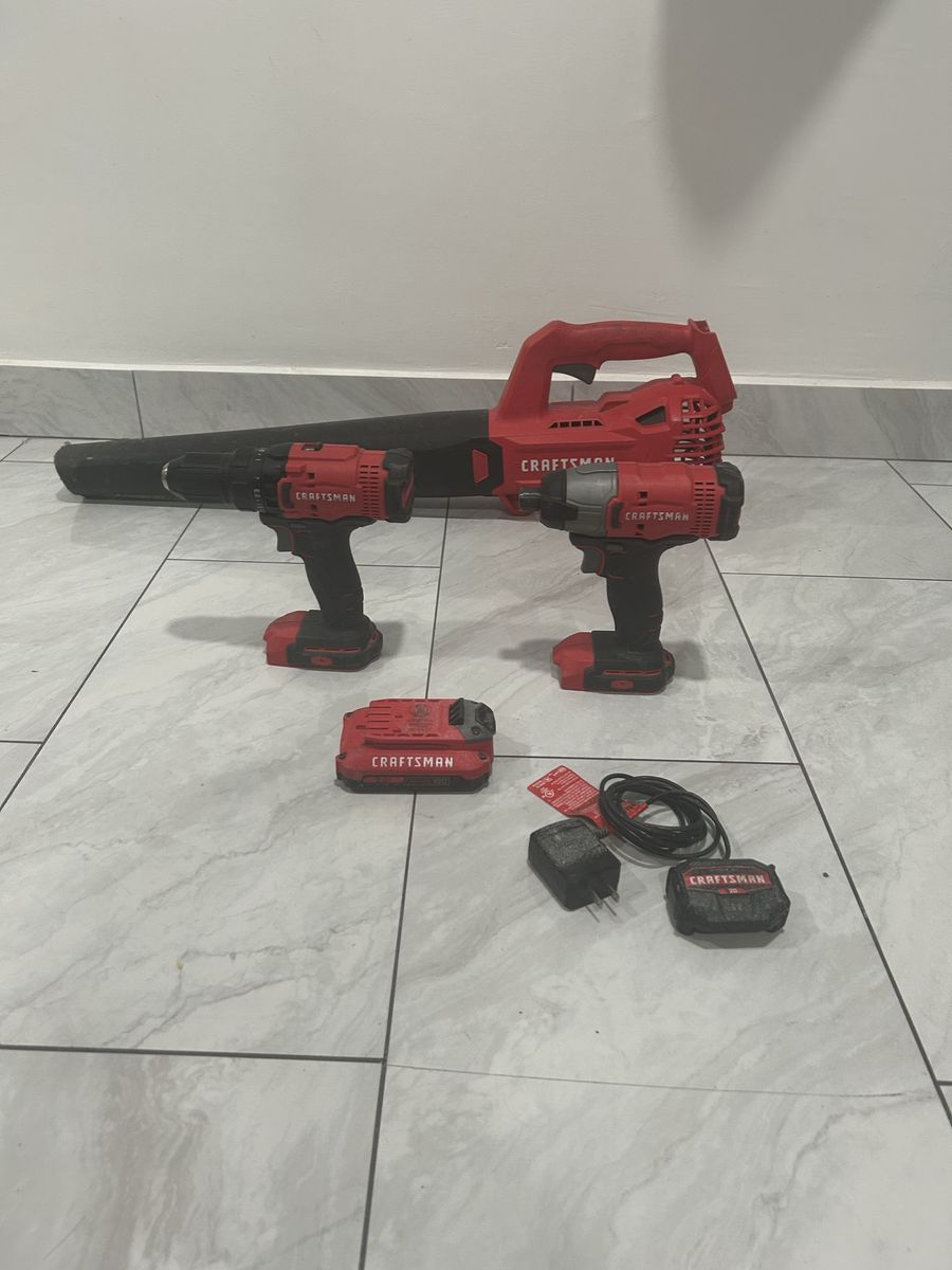 Craftsman Cordless Power Tool Combo Kit with Blower, Drill, & Impact Driver
