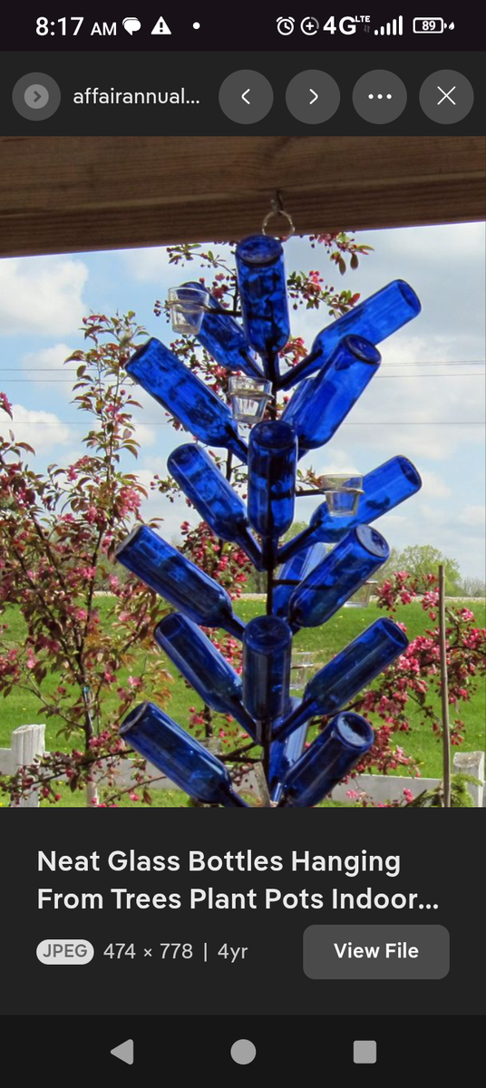 Hanging Bottle Tree ~•~•~ Garden • Patio • Yard Art