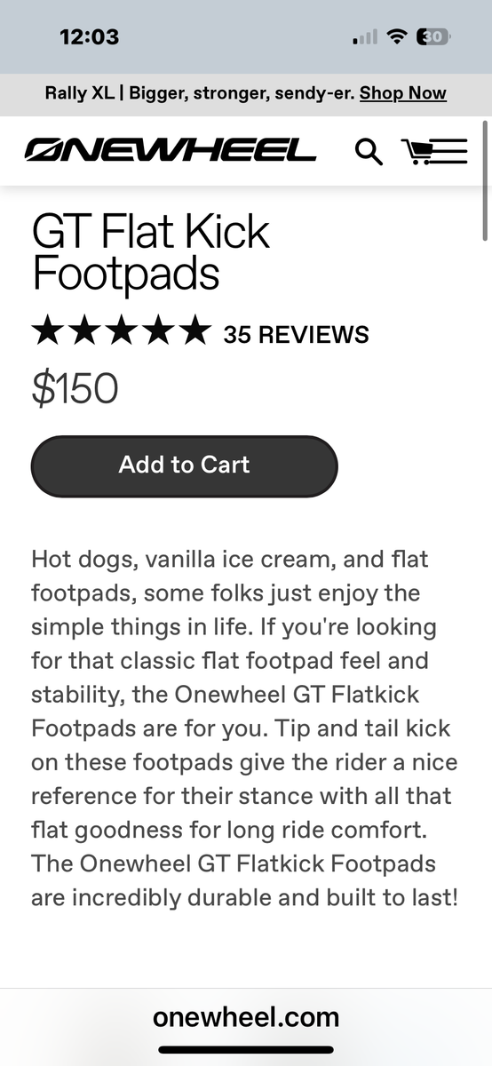 ONEWHEEL GT flat kick footpads