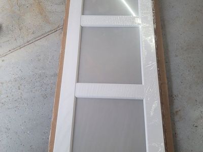 White Frosted Glass Panel Interior Door Slab 28" x 80" - Modern Design
