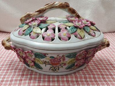 Porcelain Spring Floral Easter Basket