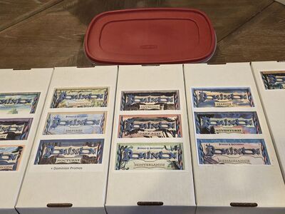 Dominion Game and 12 Expansions With Sleeved Cards & tabbed organizers