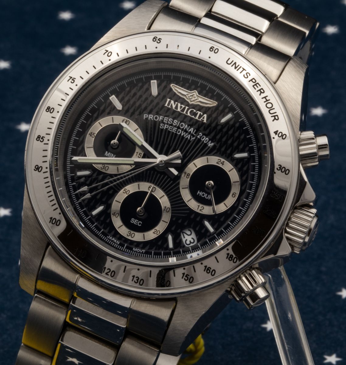 Invicta Speedway Professional 200M Chronograph – Black Dial, Box & Hang Tag