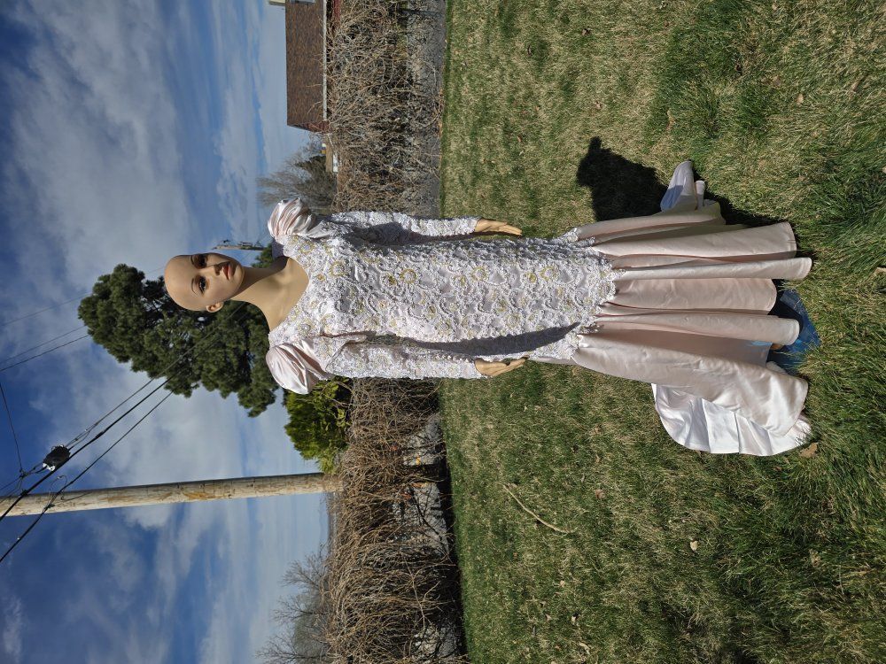 Vintage Pink Satin Wedding Dress