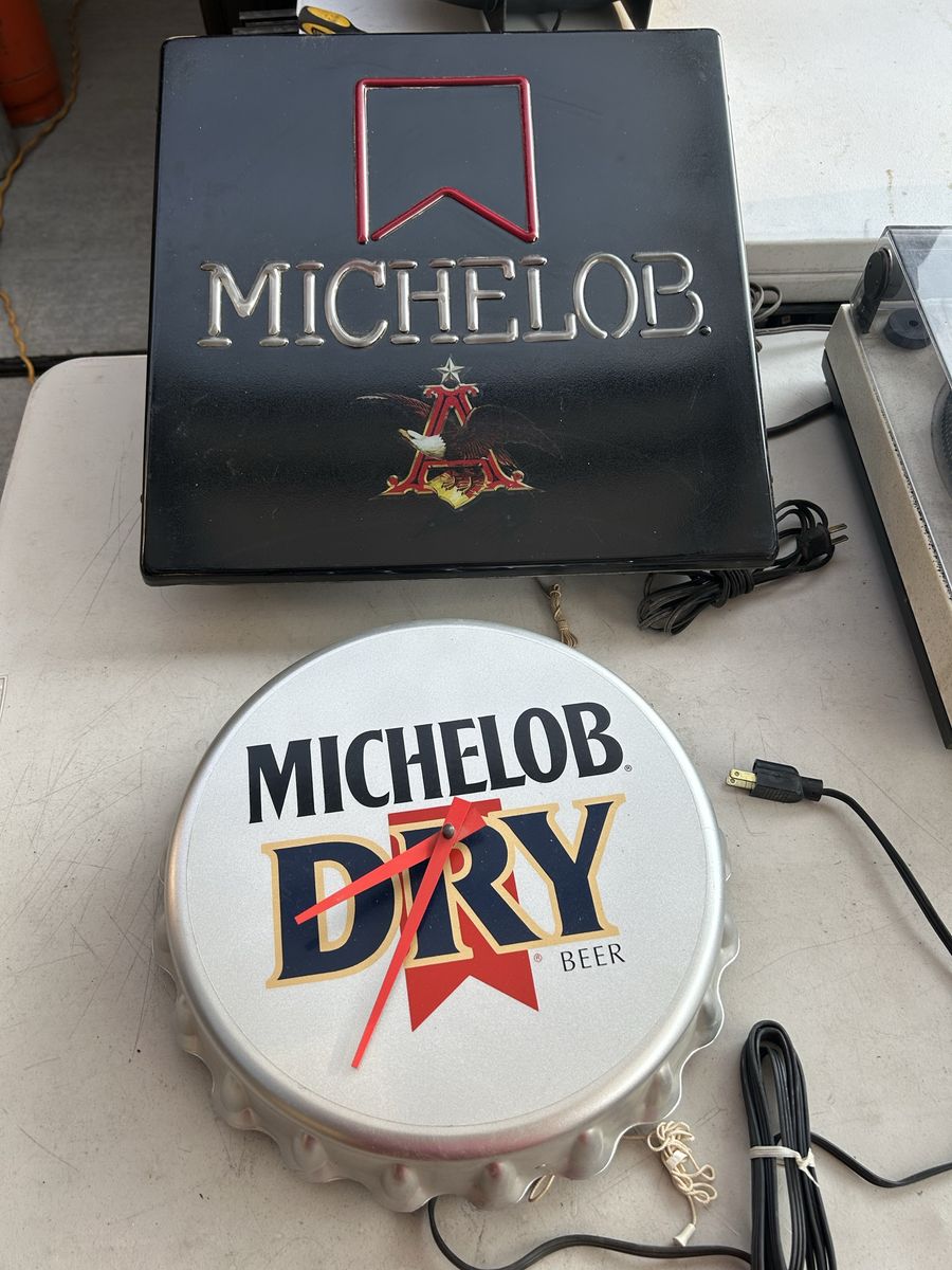 2 Vintage Michelob Beer Signs Neo-Neon Wall Light Bar Lighted Anheuser Busch, Great for a Mancave, Bar or Shop